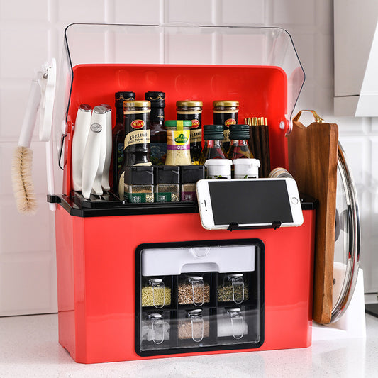 Multifunctional Kitchen Organizer – Knife Rack & Seasoning Shelf