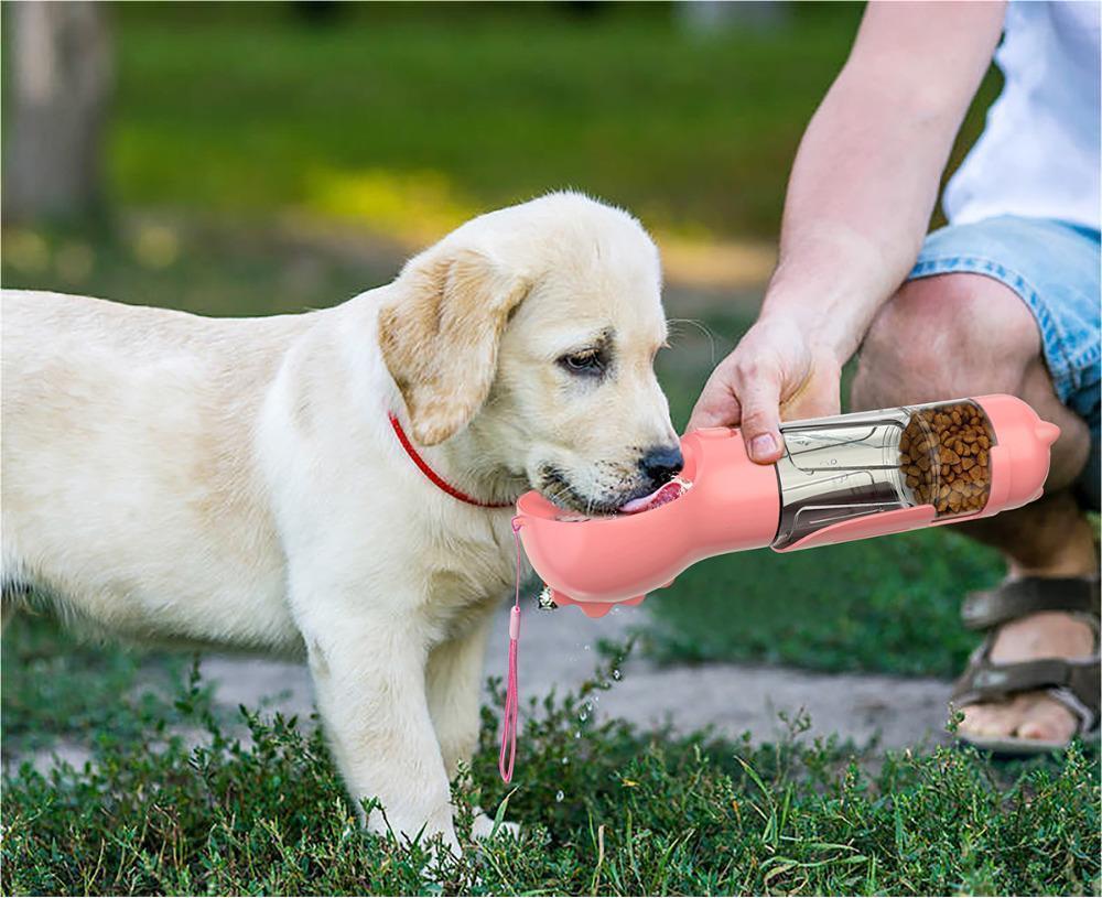 3-in-1 Dog Water Bottle – Feeder, Bowl & Garbage Bag Storage