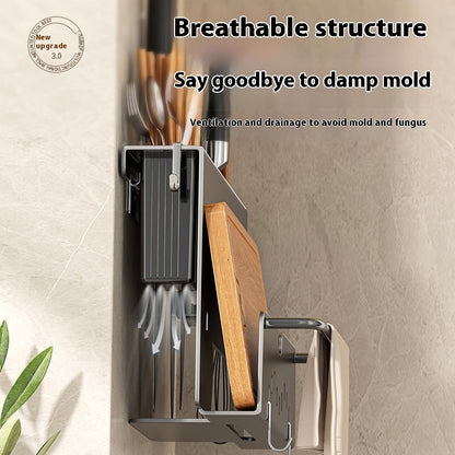 Wall-Mounted Knife Rack – Multi-Functional Kitchen Storage